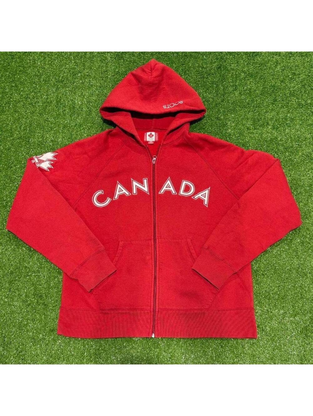 Roots Canada Olympic 2004 Zip Up Hoodie Boxy Fit Size M